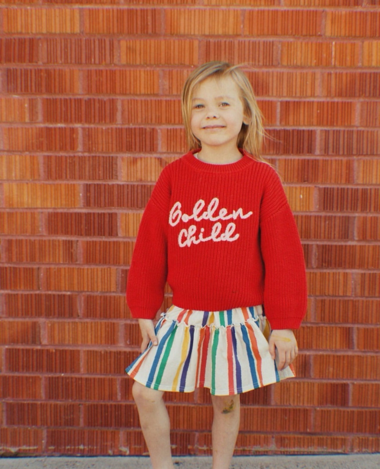 The Golden Child Knit Sweater - Racer Red