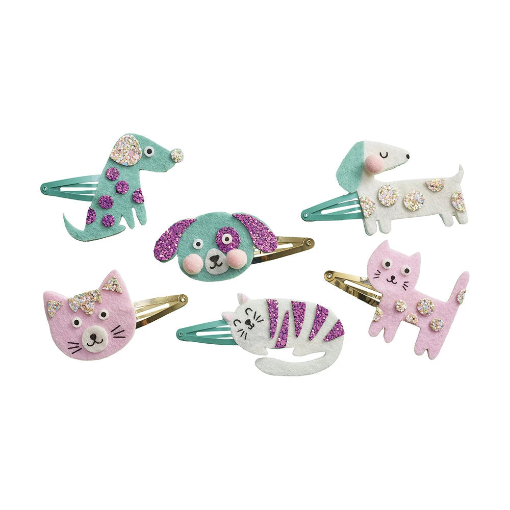 Janod- 6 Little Pets Hair Clips to Create