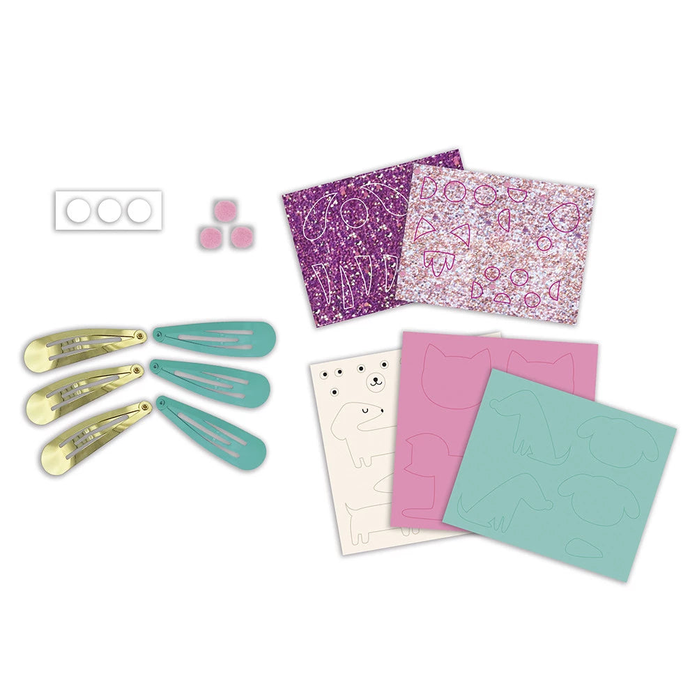 Janod- 6 Little Pets Hair Clips to Create