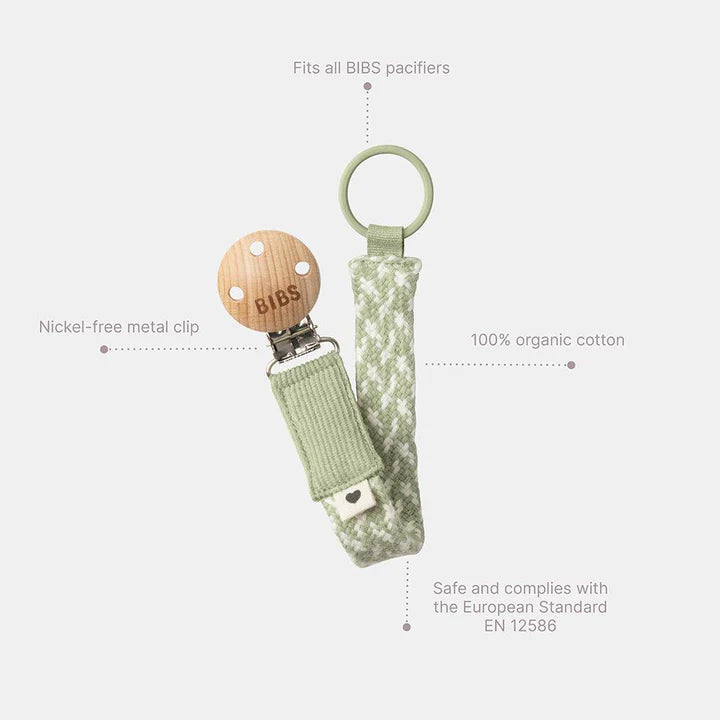 BIBS Pacifier Clip - Sage/Ivory