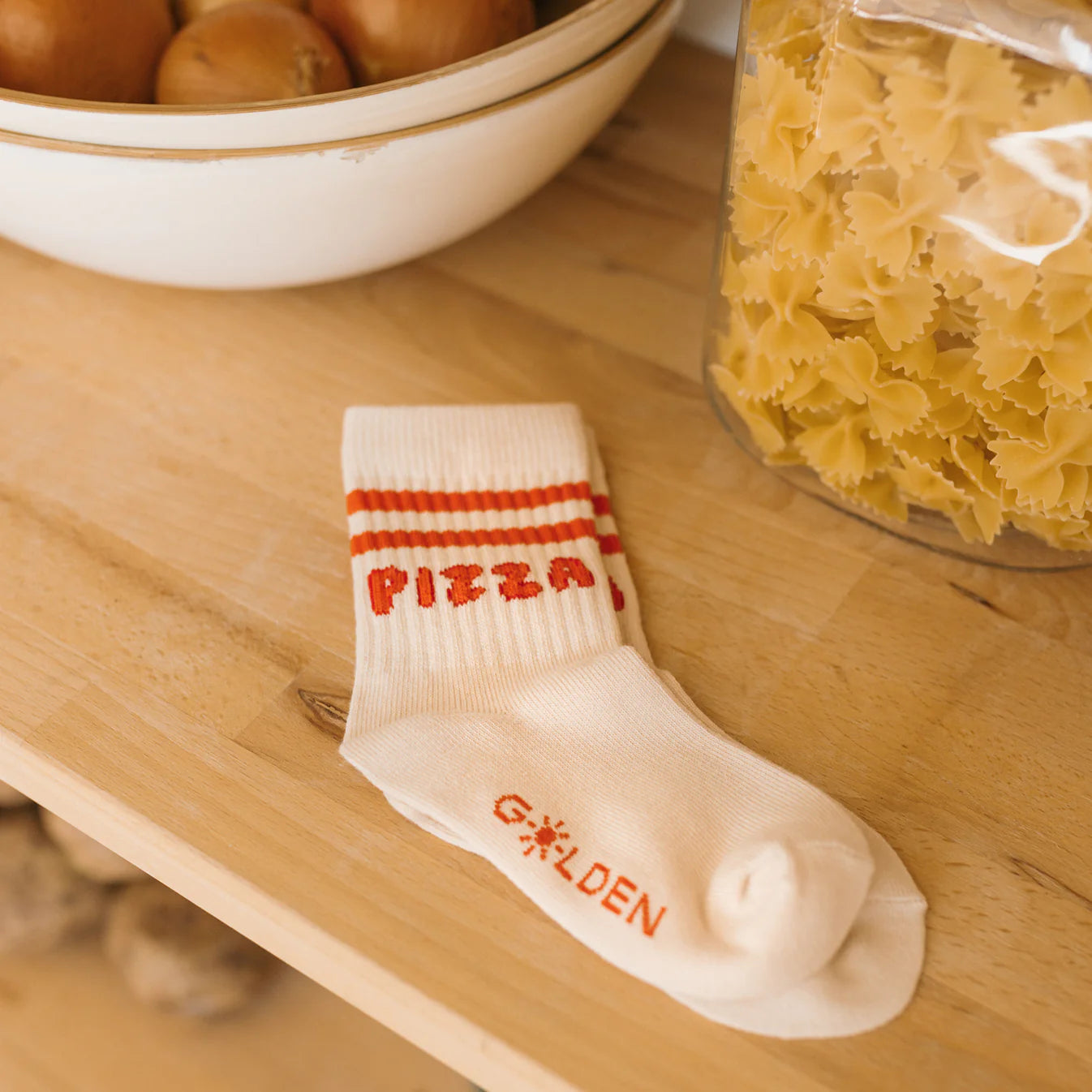 Golden Children Pizza Socks Dough
