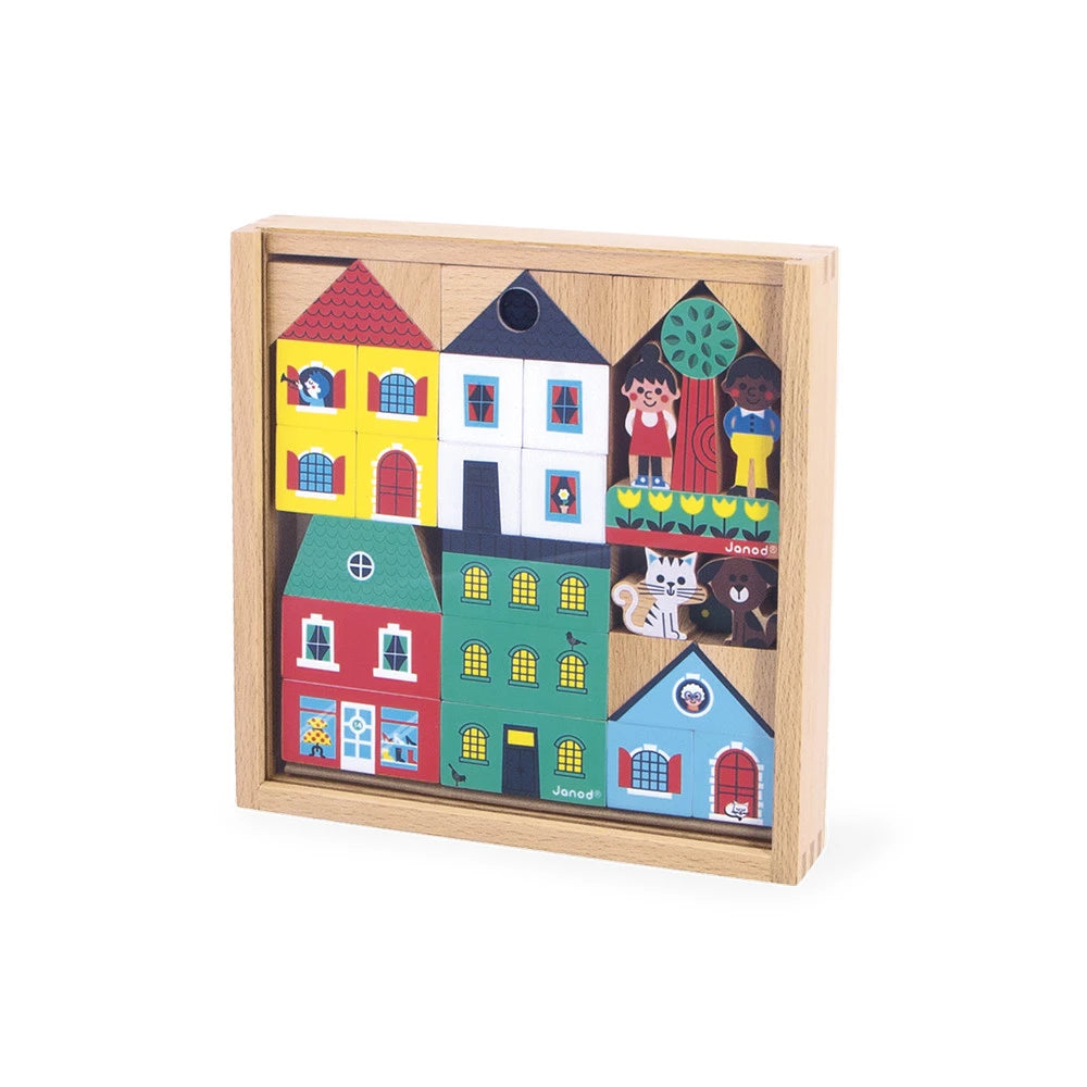 Janod Set Wooden Blocks City - Cross Roads