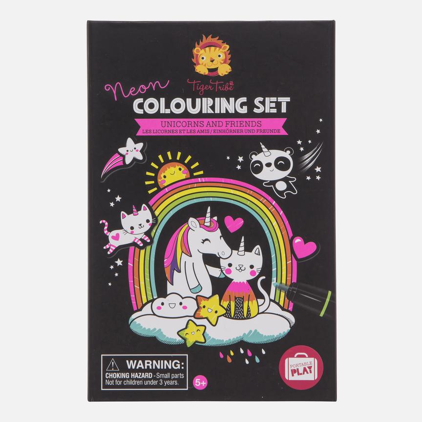 Neon Colouring Set - Unicorns and Friends by Tiger Tribe