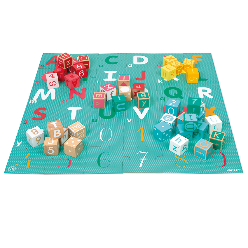 Janod - 40 ABC Numbers Blocks with Puzzle